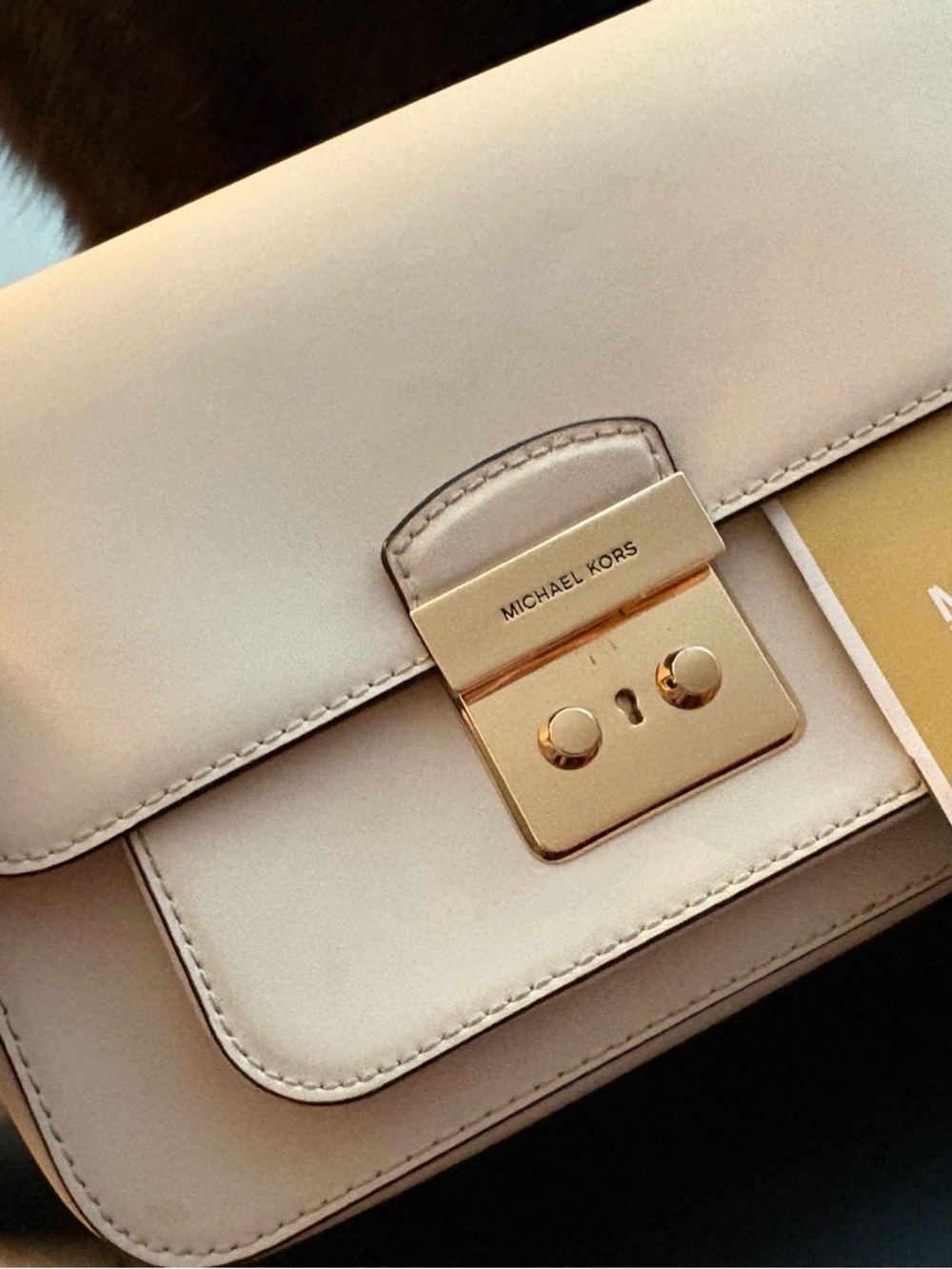 Michael Kors Beige Leather Crossbody Bag with Gold Hardware - Picture 2 of 5